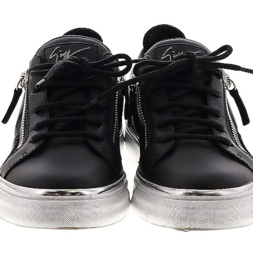 Giuseppe Zanotti Black and Silver Low-Top Sneakers